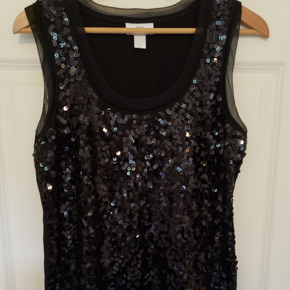 Loft Black Sequin Tank